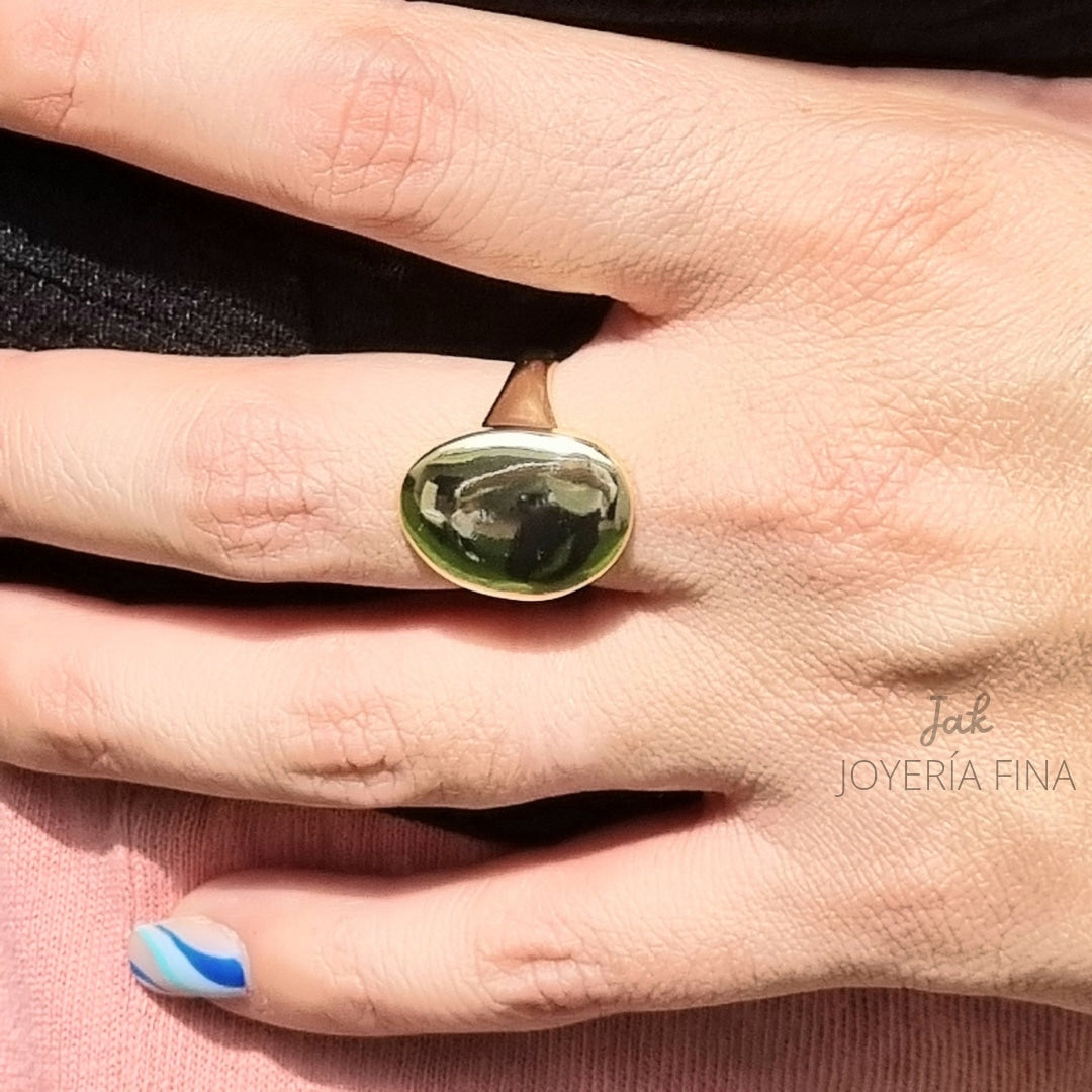ANILLO CHAPA DE ORO AJUSTABLE OVALO