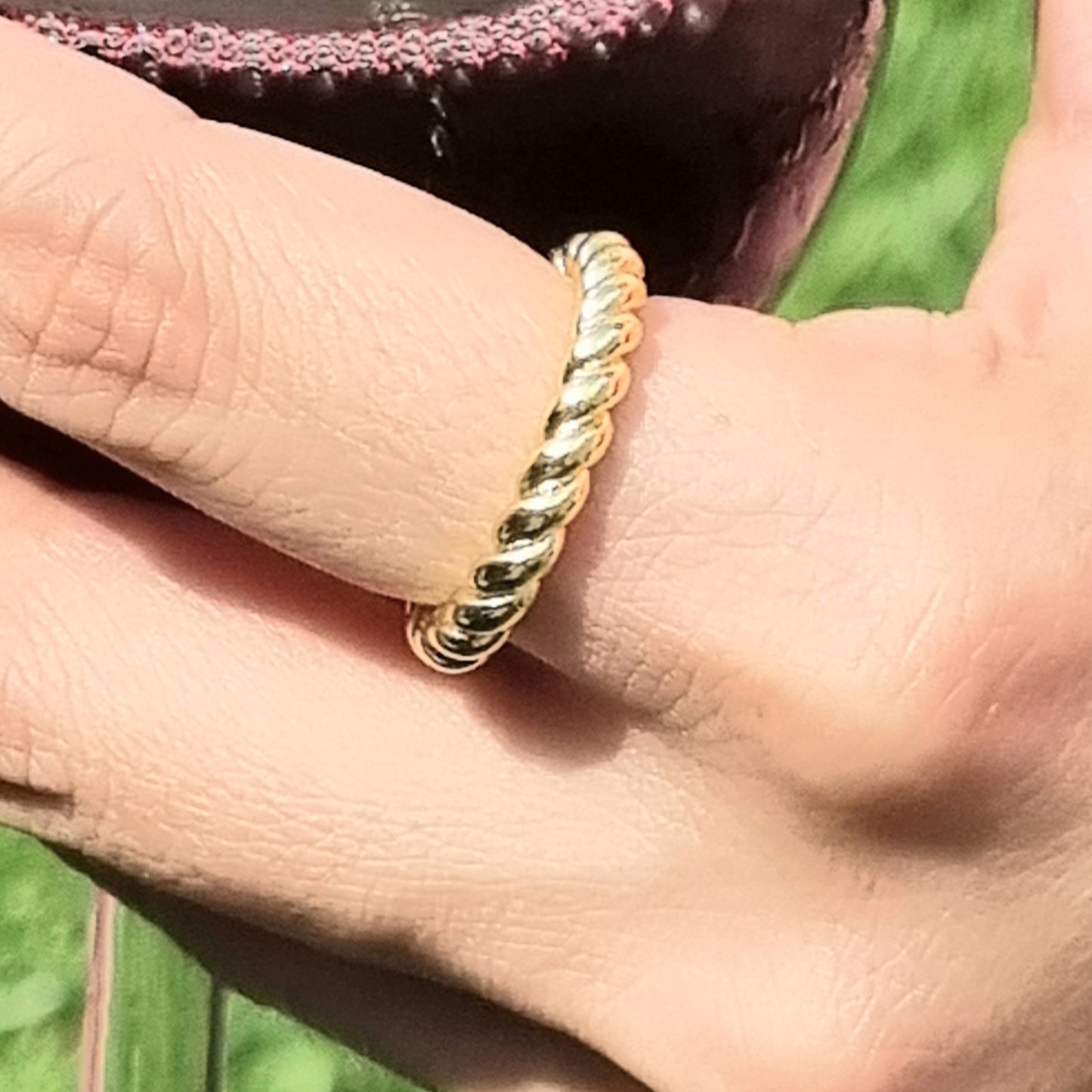 ANILLO CHAPA DE ORO AJUSTABLE ESPIRAL