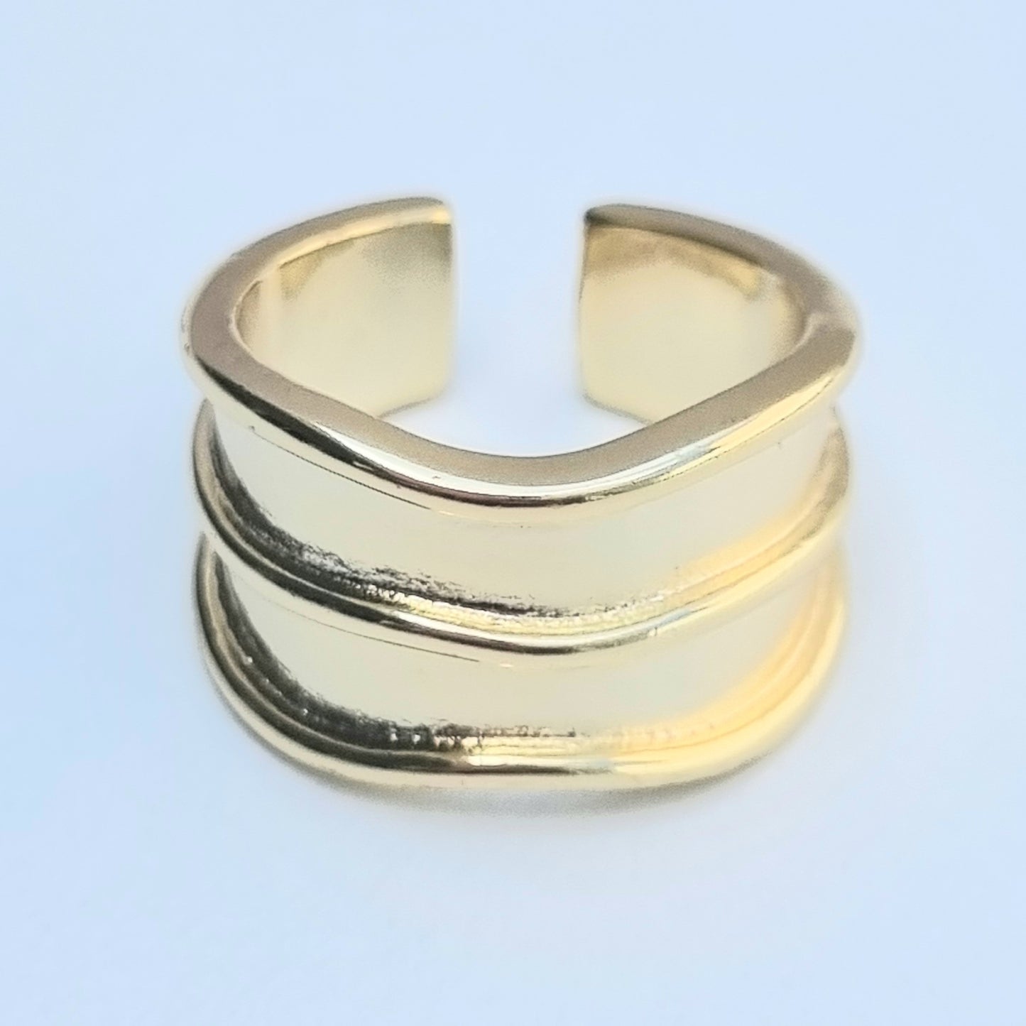 ANILLO CHAPA DE ORO AJUSTABLE ANCHO 2 CANALES