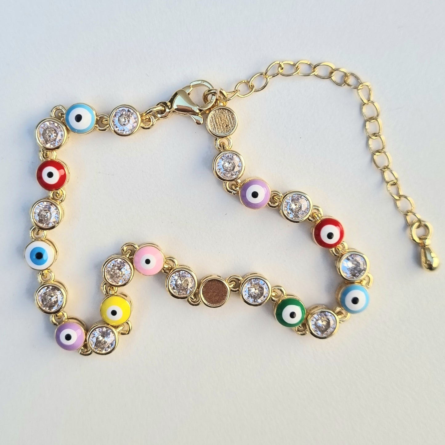 PULSERA CHAPA CON BROCHE CON OJO TURCO CON ZIRCONIA