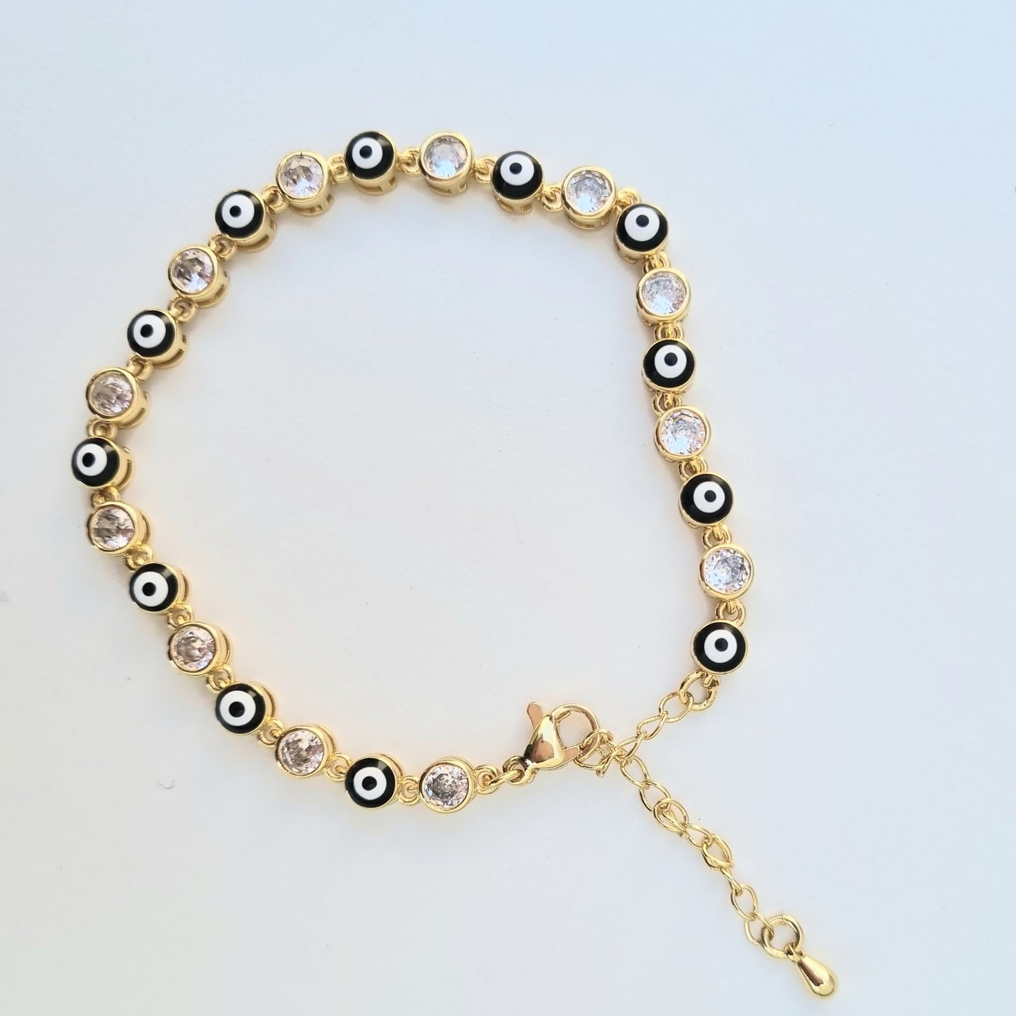 PULSERA CHAPA CON BROCHE CON OJO TURCO CON ZIRCONIA