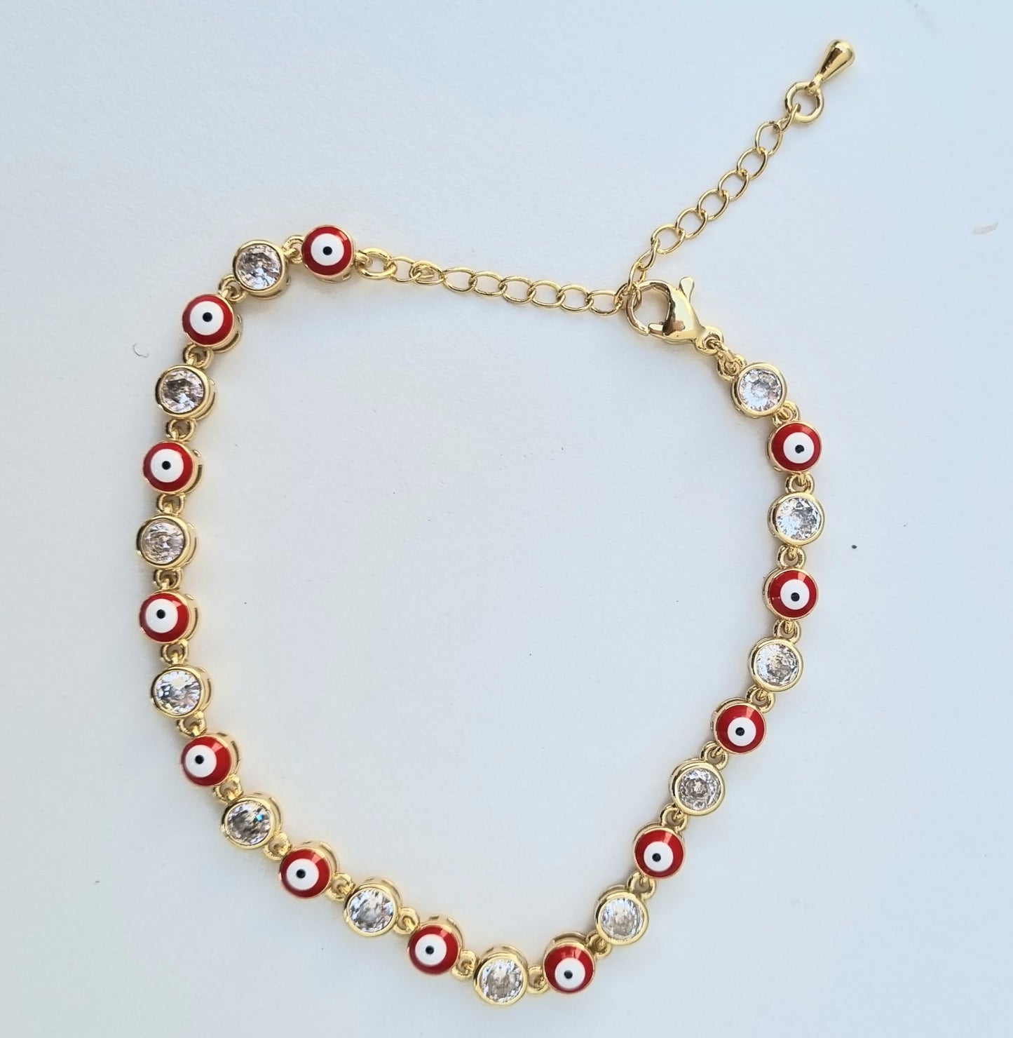 PULSERA CHAPA CON BROCHE CON OJO TURCO CON ZIRCONIA