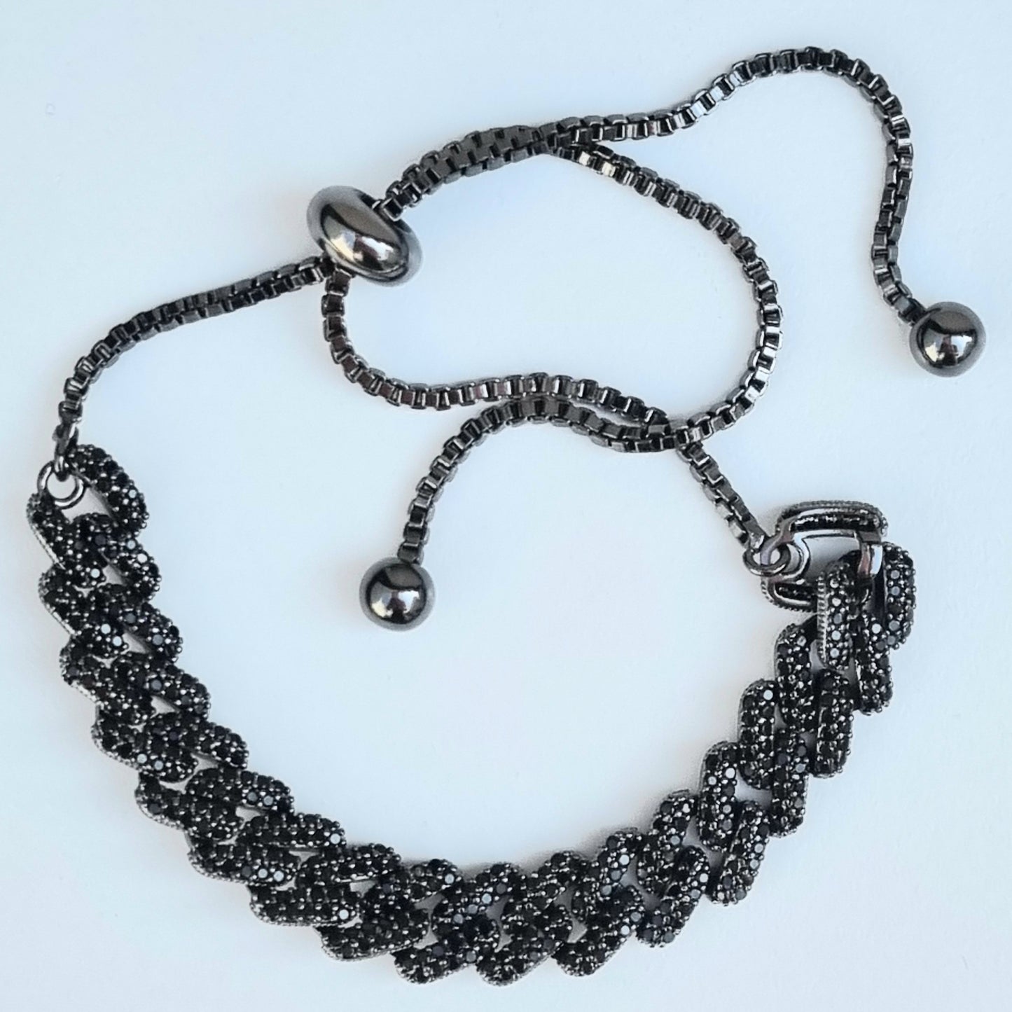 PULSERA RODIO NEGRO ESLABONES INCRUSTADOS TOTALMENTE DE ZIRCONIA