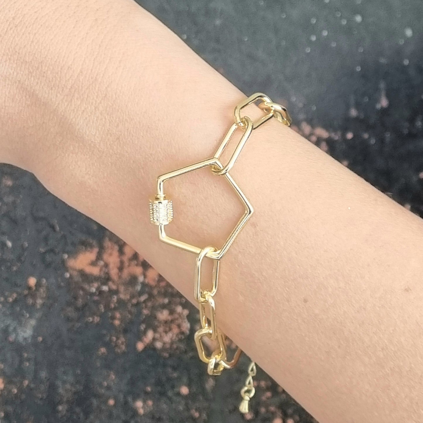 PULSERA CHAPA ESLABON GRANDE CON ZIRCONIA