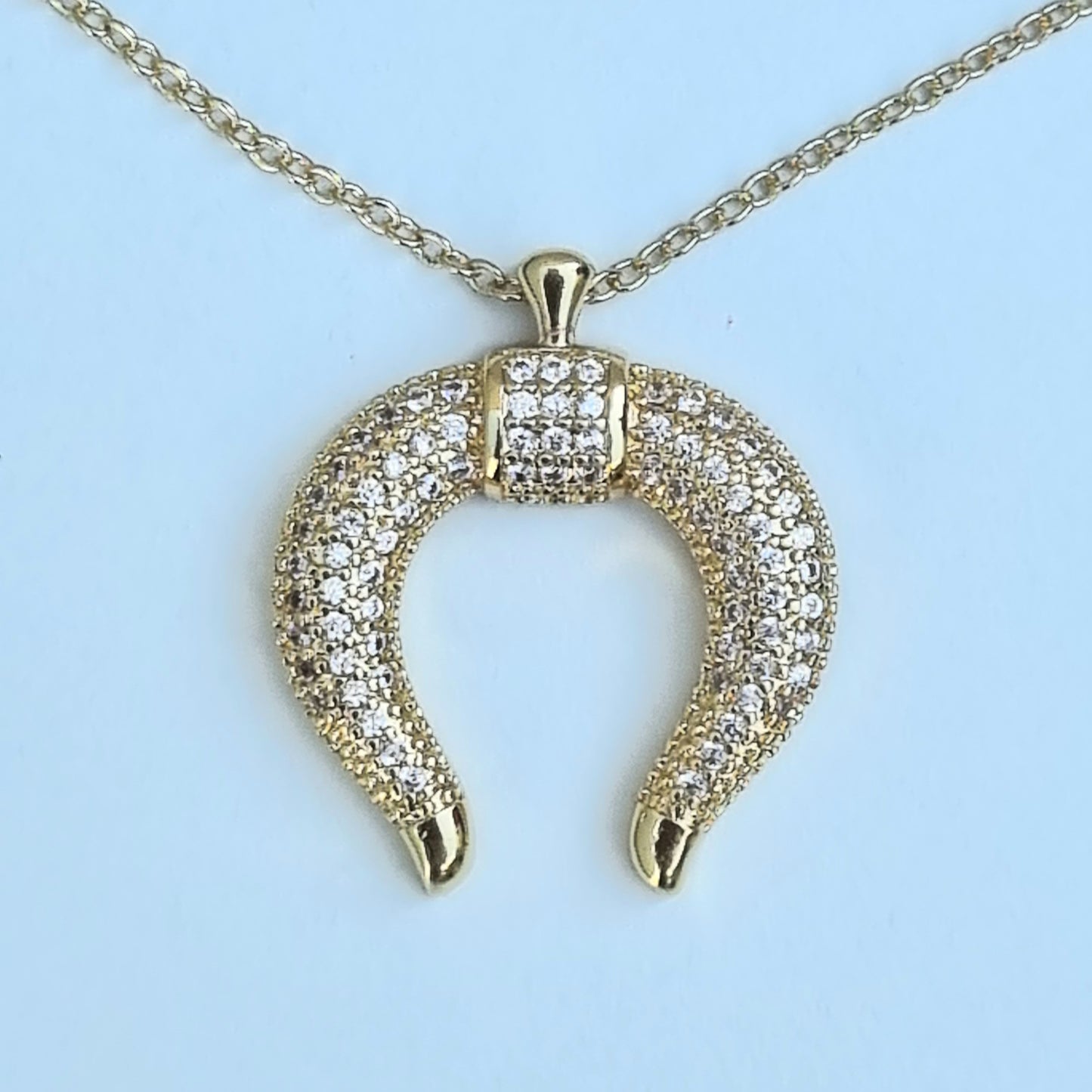 GARGANTILLA CHAPA DE ORO HERRADURA CON ZIRCONIA INCRUSTADA