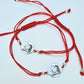 DUO DE PULSERAS AMOR Y LA AMISTAD ROJAS CON DIJE DE ACERO INOXIDABLE