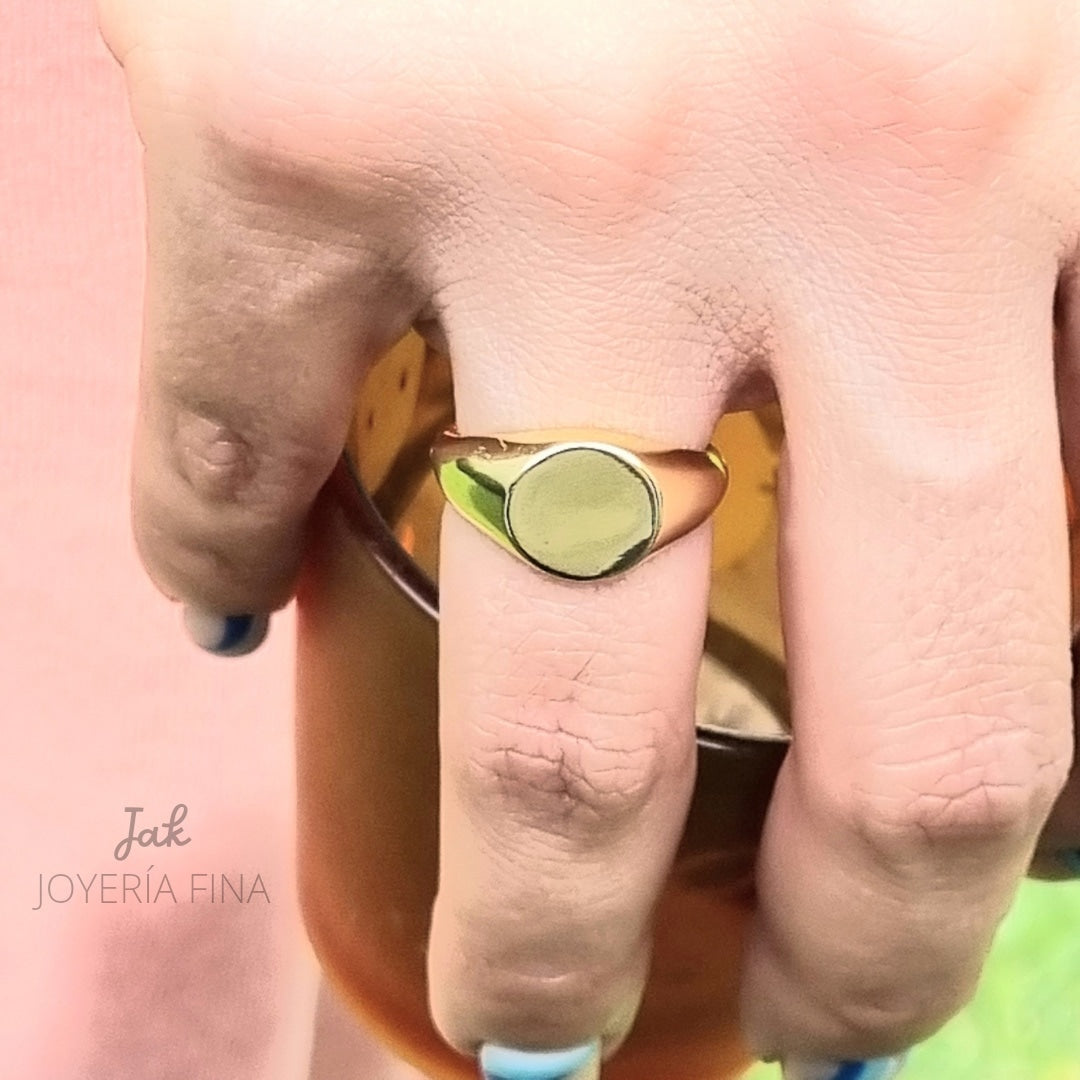 ANILLO CHAPA DE ORO AJUSTABLE CIRCULO PLANO