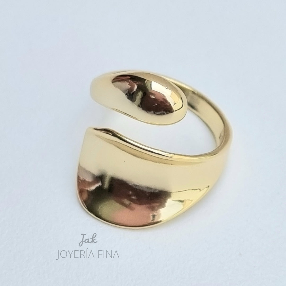 ANILLO CHAPA DE ORO AJUSTABLE GOTAS ENCONTRADAS